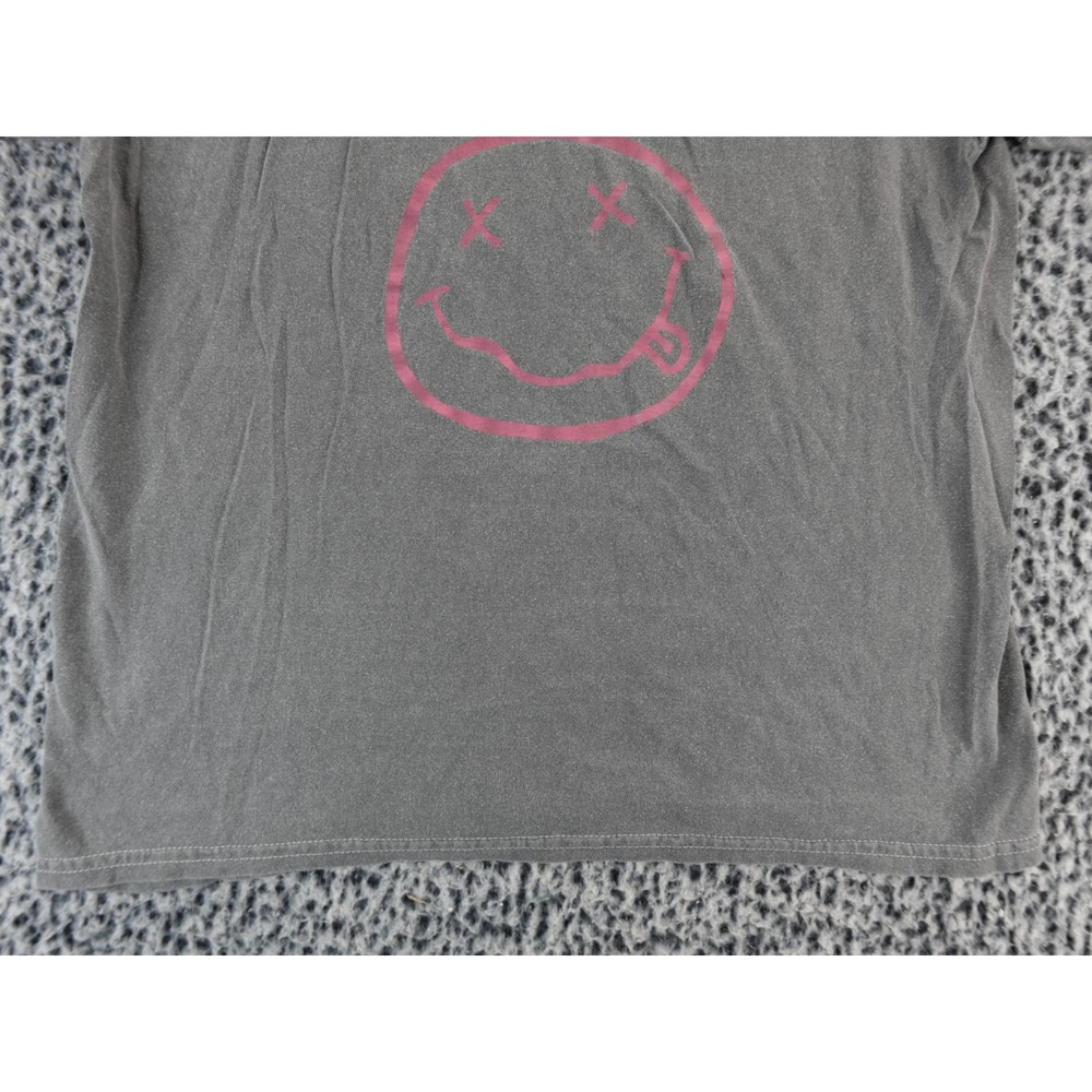 Kids Nirvana Smiley Face T Shirt Gray Short Sleeve Graphic‎ Tee - Picture 4 of 10